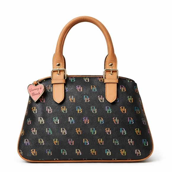 Dooney & Bourke Handbags - Dooney & Bourke Multicolor Monogram Satchel With Rainbow Zipper